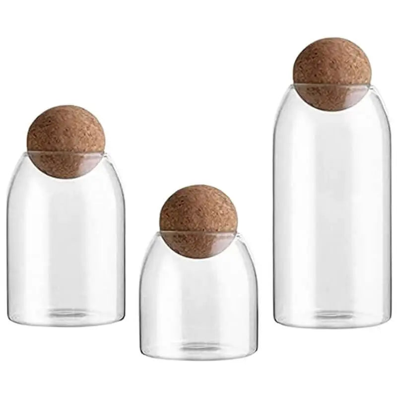 3 Pcs Glass Jar with Cork Lid