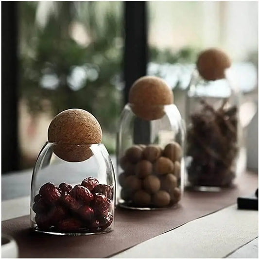 3 Pcs Glass Jar with Cork Lid